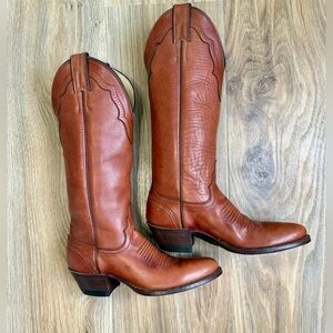 Justin Boots L4207 Western Cowboy Boots Brown Leather Size 5.5 AA Slim Vintage